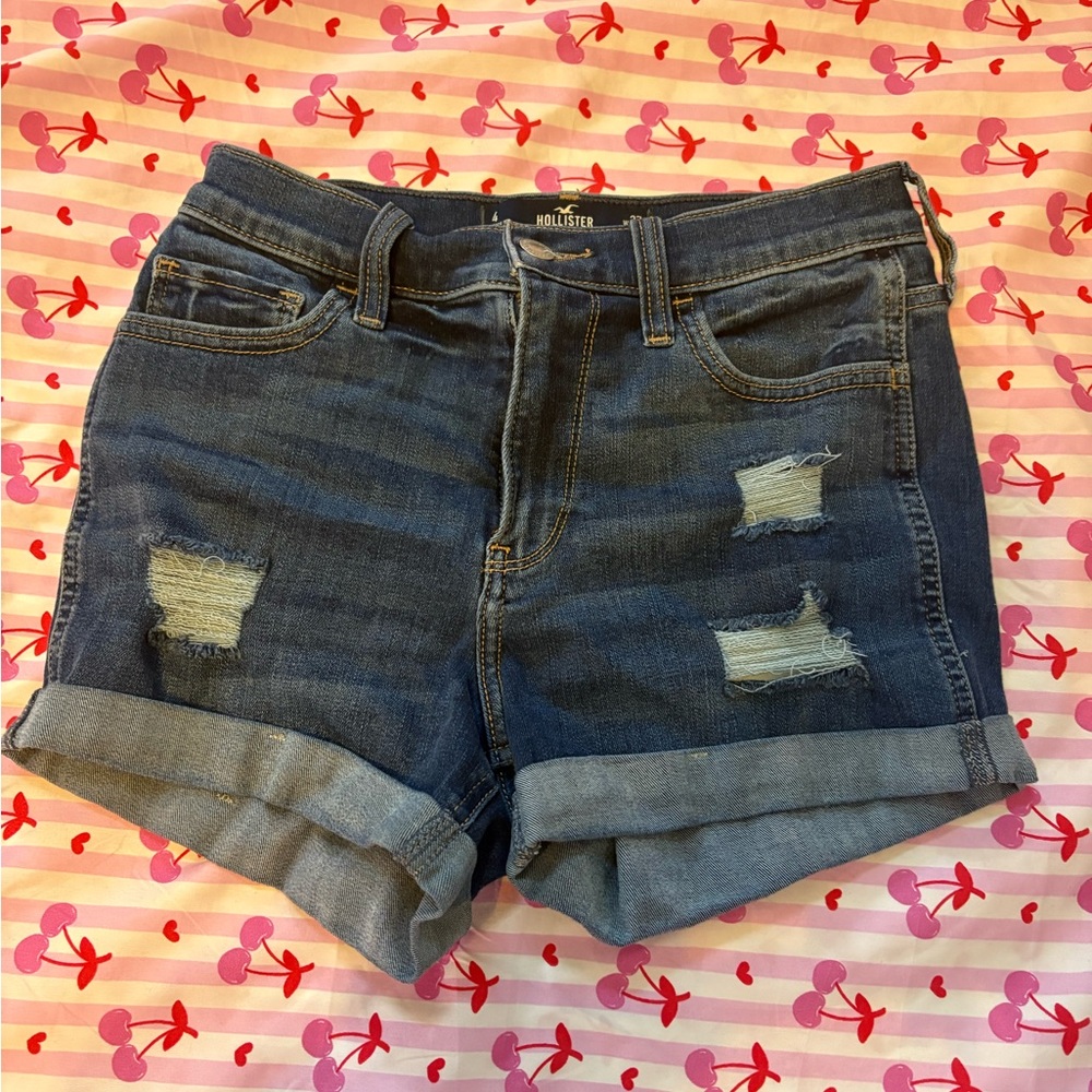 Hollister Blue Jean Shorts Distressed Style